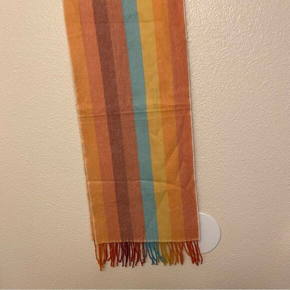 CASHMERE FEEL soft women mans striped colorful rainbow Winter Scarf 12x72 - Picture 1 of 8